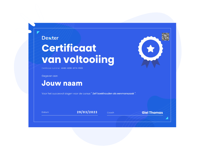 Certificaat cursus zelf boekhouden - Dexxter