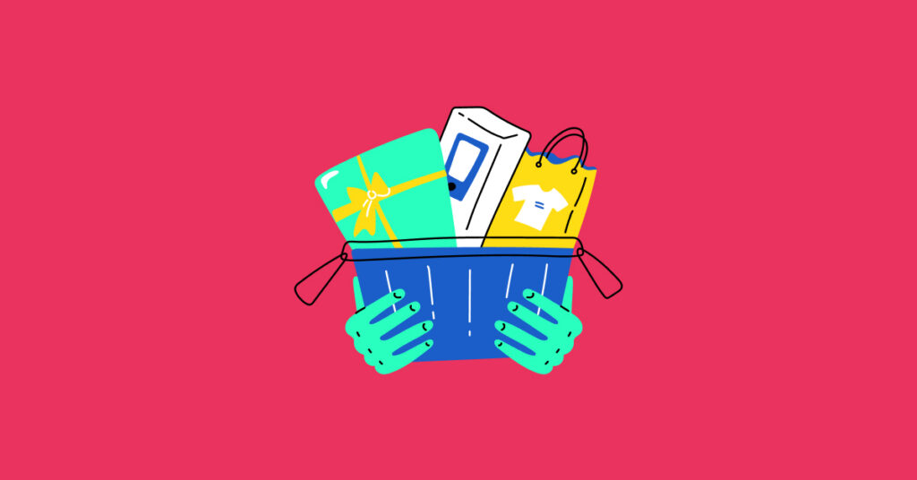 Illustration of a basket full of gifts